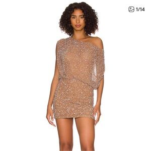 retrofete Yvette Dress in Silver & Nude